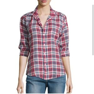 Frank & Eileen Barry Plaid Linen Button Down